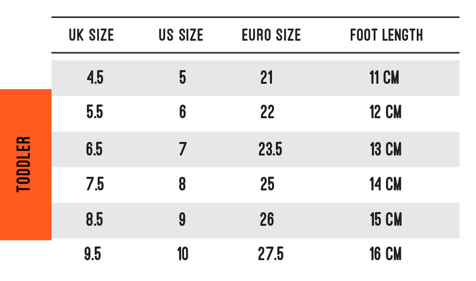 New Balance Toddler Shoe Size Chart
