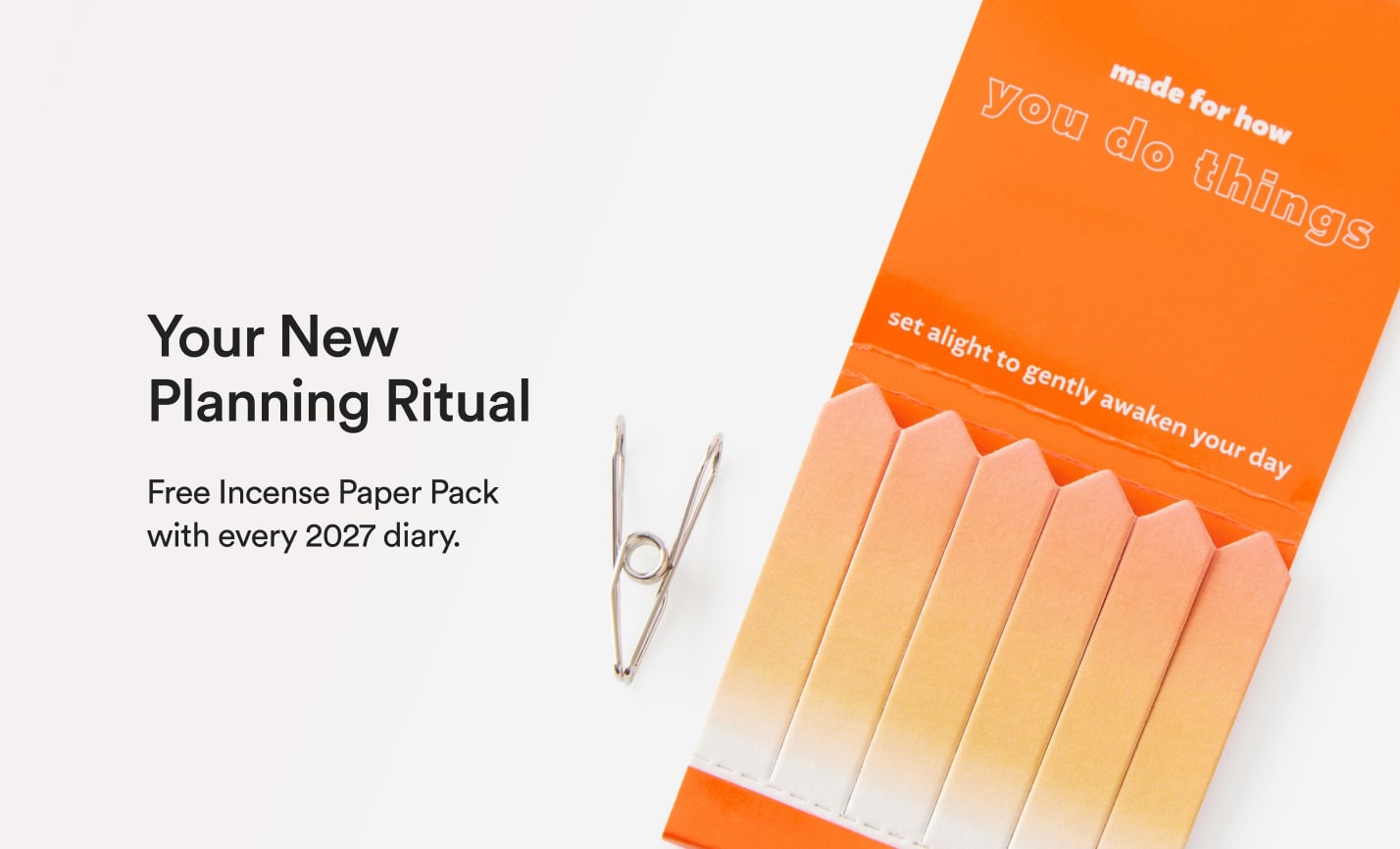 Free Incense Paper Pack with every 2027 diary. Shop now.