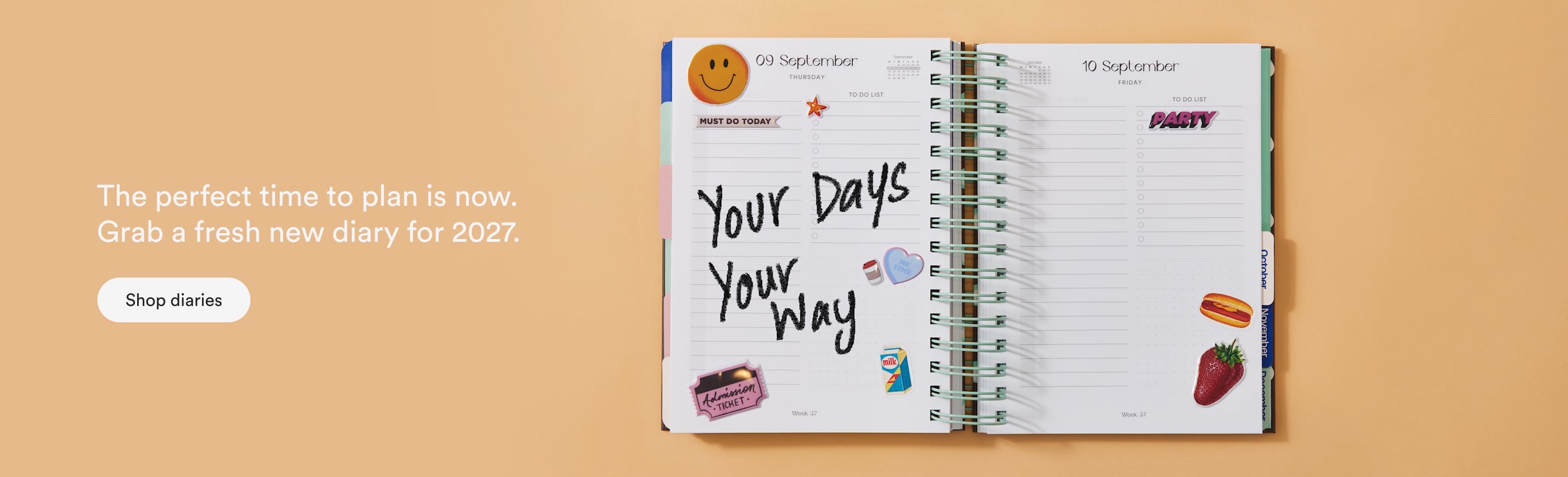 The perfect time to plan is now. Shop diaries.