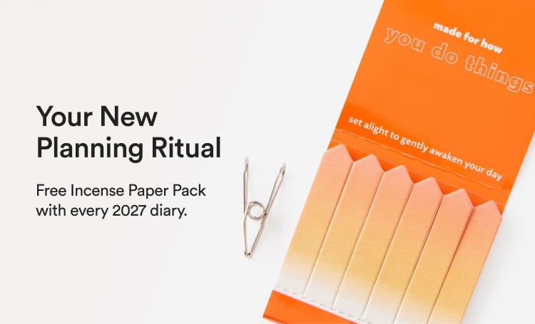 Free Incense Paper Pack with every 2027 diary. Shop now.