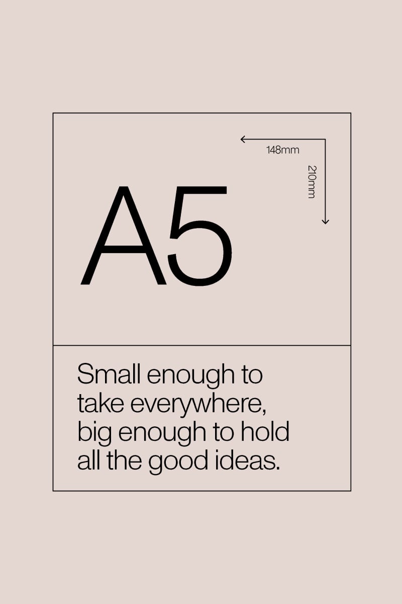 A5. 148mm x 210mm.