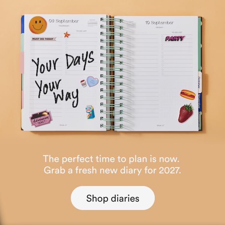 The perfect time to plan is now. Shop diaries.